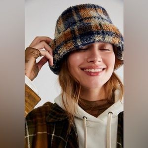 Free People x San Diego Hat Co Plaid Sherpa Cap with Cuff
